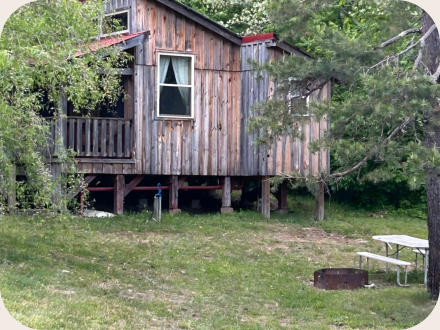 the exterior of one of our cabins