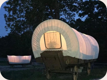one of the covered wagons you can stay in